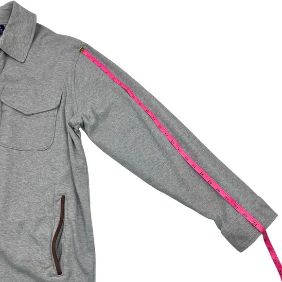 Lands' End Mens Gray Full Zip Cotton Faux Suede Contrast Jacket Sz XL - Picture 12 of 13